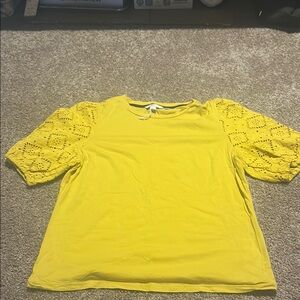 Yellow Lace Sleeve Women's Top